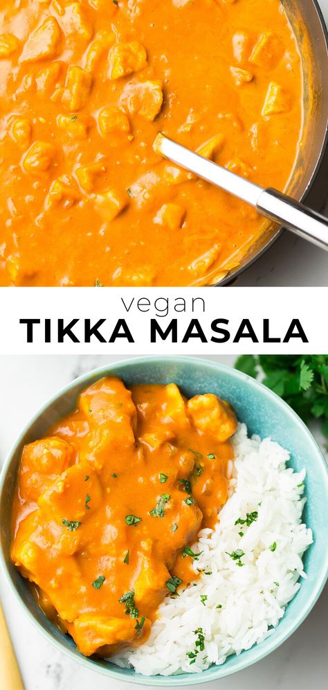 Poulet Tikka Masala, Vegan Butter Chicken, Vegan Tikka Masala, Cooking Tofu, Tofu Vegan, Masala Sauce, Masala Recipe, Tikka Masala, Vegan Meals