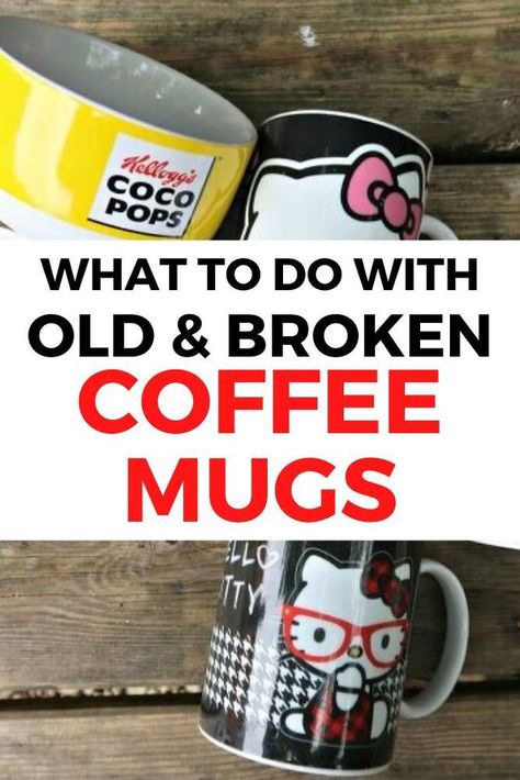 Home decor on a budget is easy with this repurposed project to make a creative planter from broken coffee mugs or kitchen bowls. Check out this quick repurposing idea to make you old cups into cute planters with this easy decor project. #diy #repurposing #decor Repurpose Coffee Mugs, Broken Mug Craft, Broken Cups Diy Ideas, Cute Planters, Coffee Cup Crafts, Creative Upcycling, Coffee Mug Crafts, Recycling Crafts, Branded Mugs