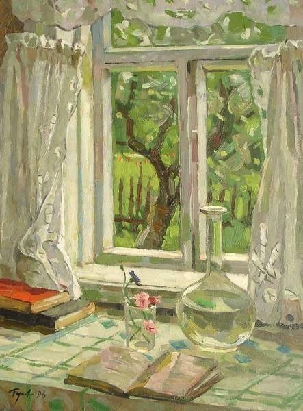 Open Window, Books, Flowers