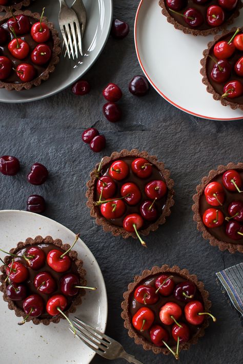 Chocolate Coconut Cherry Tarts | The Flourishing Foodie Chocolate Cherry Tart, Cherry Tarts, Tart Cherries Recipes, Tarts Recipe, Cherry Season, Tart Recipe, Sweet Pie, Cherry Tart, Chocolate Tart