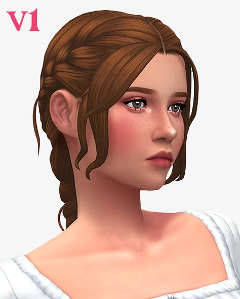 Braided Sims 4 Cc, The Sims 4 Braids Maxis Match, Sims 4 Braid Cc Maxis Match, Sims Hair Braids, Sims 4 Cc Maxis Match Hair Braid, Braided Hairstyles Sims 4 Cc, Sims 4 Cc Two Braids, Sims 4cc Hair Patreon, Sims 4 French Braids