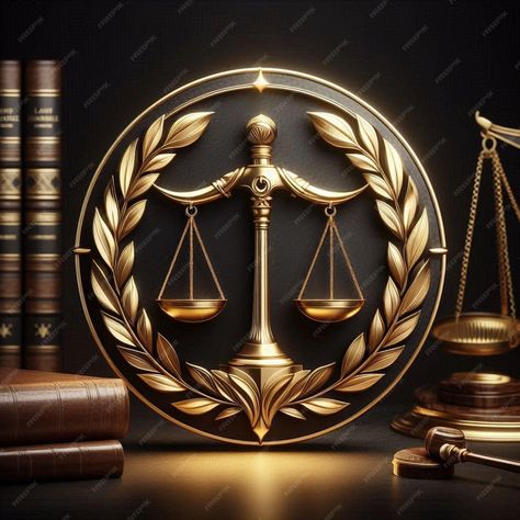 Law firm logo with scales of justice in gold frame on black background | Premium AI-generated image Lawyer Logo, Gothic Stuff, Law Firm Logo, Scales Of Justice, Career Vision Board, Logo Psd, Free Business Card Mockup, Business Card Maker, Flyer Maker