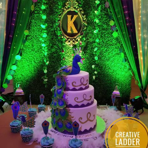 A beautiful and amazingly creative peacock theme birthday decor for a true princess. Venue Decor by Creative Ladder - Event Planners Ping us at 04433720669 and get in touch with our network of top event service professionals in Chennai! Peacock Theme Birthday Party, Peacock Theme Decoration For Birthday, Peacock Theme Decoration, Peacock Party Theme, Peacock Saree, Peacock Party, Peacock Theme, Peacock Wedding, Venue Decor