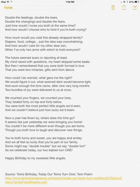 Twin Poem Twins Poem, Twin Poems, First Birthday Quotes, Sister Captions, Twin Quotes, Mom Poems, Twin First Birthday, Birthday Letters, Twin Birthday