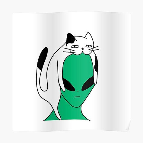 Alien Cat, Tattoo Posters, Posters For Sale, Affordable Wall Art, Blank Walls, Cat Tattoo, Wall Art, For Sale, Art