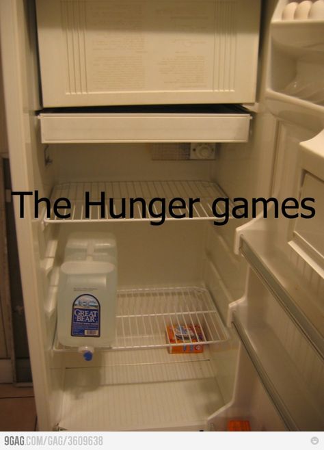 Meanwhile, in my refrigerator....the hunt is on. Empty Fridge, Tribute Von Panem, Toilet Humor, College Freshman, Hunger Games Humor, Internet Games, Hunger Games Trilogy, Hee Hee, Leo Valdez