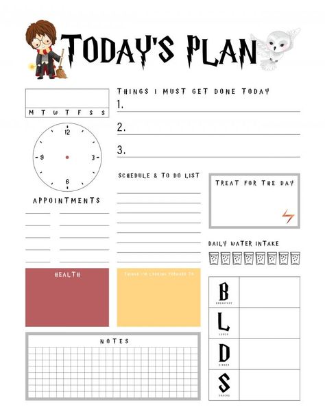 A Harry Potter Free Printable Daily Planner is just what the Doctor Ordered! It will magically get your day organized all on one page! Harry Potter Calendar, Harry Potter Words, Harry Potter Planner, Weekly Planner Print, Classe Harry Potter, Harry Potter Halloween Costumes, Harry Potter Printables Free, Harry Potter Free, Harry Potter Bookmark