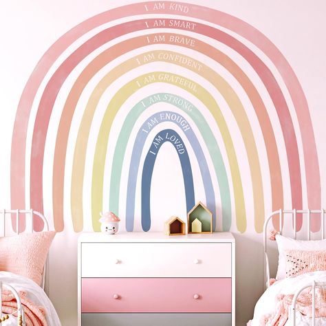 PRICES MAY VARY. [Upgraded Version Kids Stickers]: Our nursery decor has no white or transparent border around the different color strips，which can match any color of walls. The others' have white between the rainbow colors, only fit for white surface. [Widely Used Nursery Decor]: This boho home decor an be applied to any smooth, clean, flat surface. Suitable for decorating children's bedrooms, living room, classrooms, kids room, playroom, libraries, activity rooms, dental offices, kindergartens Rainbows And Unicorns Bedroom, Purple Rainbow Room, Toddler Rainbow Room, Rainbow Toddler Room, Boho Rainbow Bedroom, Kids Room Rainbow Wall, Kids Rainbow Bedroom, Pastel Rainbow Bedroom, Rainbow Bedrooms