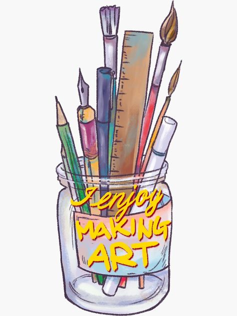 "Art!" Sticker by lilfayt | Redbubble Word Drawings, Pencil Drawings Of Flowers, Graphic Design Jobs, Bookshelf Art, Crystal Drawing, Preppy Stickers, Indian Art Gallery, Graph Paper Art, Painting Canvases