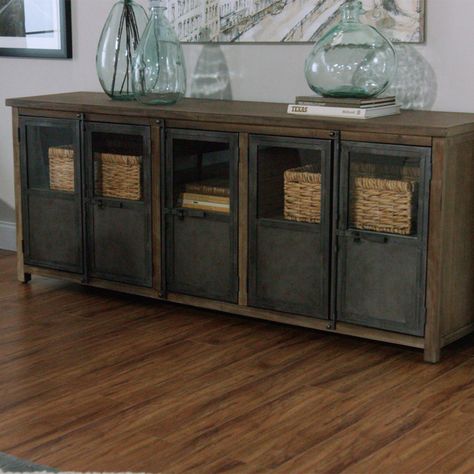 Farmhouse Storage Cabinets, Large Storage Cabinets, Metal Doors, Metal Storage Cabinets, Media Unit, Cabinet Shelving, Style Loft, Metal Door, A Wood