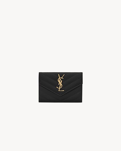 CASSANDRE MATELASSÉ small envelope wallet in grain de poudre leather | Saint Laurent | YSL.com Ysl Purse, Ysl Wallet, Small Envelope, Saint Laurent Wallet, Small Envelopes, Envelope Wallet, Card Case, Yves Saint Laurent, Saint Laurent