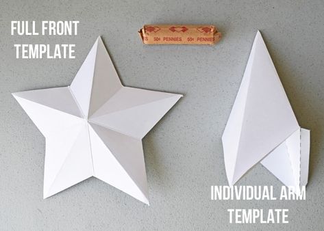 2 kinds of 3-D star templates with examples and links to template Star Out Of Paper, Diy Tree Topper, Pentecost Sunday, Chistmas Gift, Diy Christmas Tree Topper, Christmas Tree Star Topper, Kids Carnival, Rules For Kids, Star Tutorial