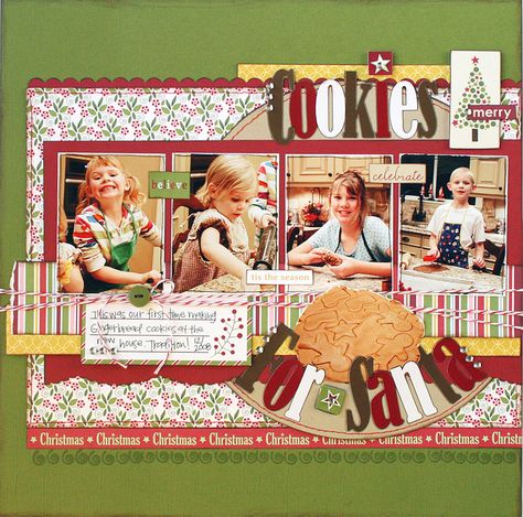 Cookies for Santa Holiday Challenge, Christmas Scrapbook Pages, Christmas Scrapbook Layouts, Recipe Scrapbook, Cookies For Santa, Christmas Layouts, Fall Scrapbook, Christmas Scrapbook, Scrapbook Sketches