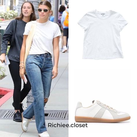 Old Money T Shirt Outfit, Sofia Richie Sneakers, Old Money White Sneakers, Old Money Sneakers, Suede Sneakers Outfit, Sofia Richie Grainge Outfit, Maison Margiela Sneakers Outfit, Sophia Richie Elliot Grainge, Sophia Richie Chanel