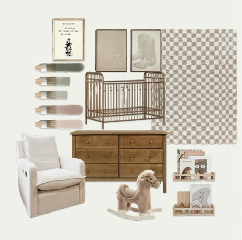 Baby Boy Nursery Rustic, Boy Nursery Rustic, Nursery Moodboard, Rustic Baby Boy Nursery, Rustic Boy Nursery, Nursery Rustic, Cowgirl Baby, Girl Nursery Room, Rustic Nursery