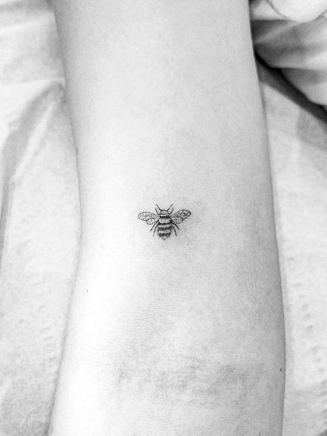 Bumble Bees Tattoos, Bumble Bee Tattoo Placement, Tiny Bumblebee Tattoo, Line Work Bee Tattoo, Delicate Bee Tattoo, Tiny Bumble Bee Tattoo, Small Bee Tattoo Simple, Fine Line Bumble Bee Tattoo, Bumble Tattoo