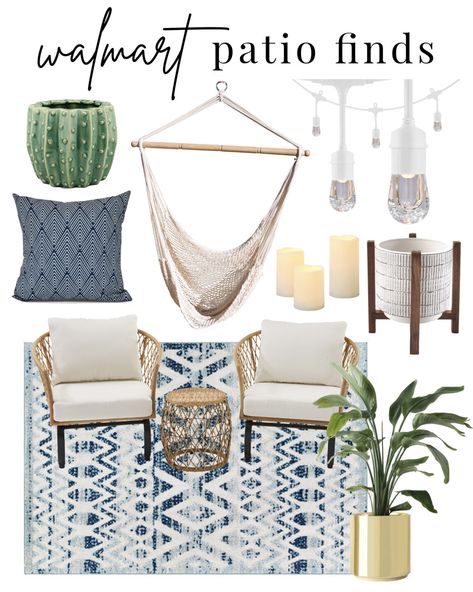 Affordable Patio Finds from Walmart - wander abode Walmart Home Decor, Coastal Office, Indoor Porch, Outdoor Living Space Design, Navy Decor, Sunroom Ideas, Boho Patio, Walmart Home, Backyard Furniture