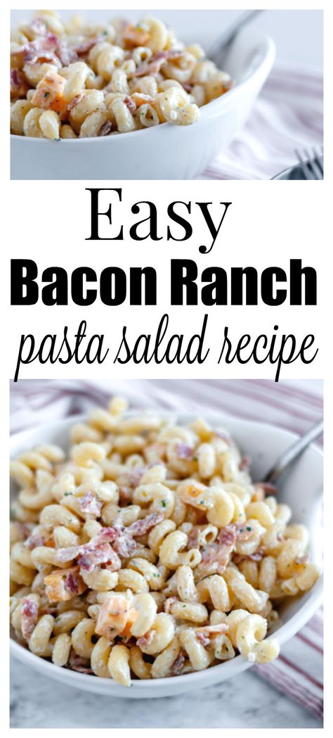 Cheese Peas, Bacon Pasta Salad, Bacon Ranch Pasta, Bacon Ranch Pasta Salad, Ranch Pasta Salad, Ranch Pasta, Easy Pasta Salad Recipe, Macaroni Salad Recipe, Easy Bacon