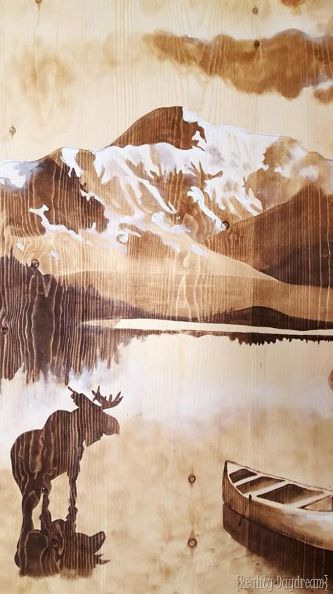 Using wood stain to create legit artwork! {Reality Daydream} Wood Stain Art, Stain Art, Wood Staining, Dollar Tree Storage, Unicorn Spit, Wood Burning Art, Stained Wood, Wood Stain, Wood Work