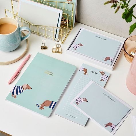 Stationery Bundles | Martha Brook Dachshund Stationery, Notecard Design, Personalised Stationery, Wild Daisy, Pretty Stationery, Note Pad Design, Dapper Dogs, Business Stationary, Notebook Set