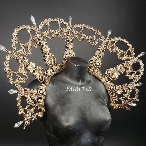 Baroque Headpiece, Baroque Tiara, Baroque Clothing, Gold Magic, Fancy Collar, Baroque Jewelry, Costume Venitien, Gold Costume, Gold Baroque