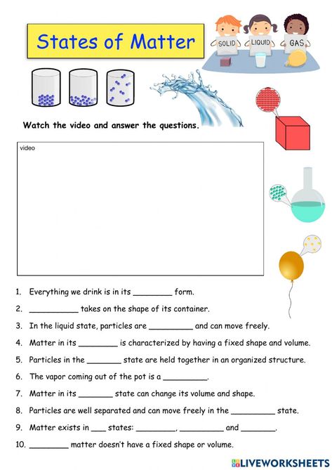 States Of Matter Worksheet Grade 4, Worksheets For Second Grade, 3 States Of Matter, Energy Quiz, Matter Lessons, Matter Activities, States Of Matter Worksheet, Worksheets For Class 1, Math Coloring Worksheets