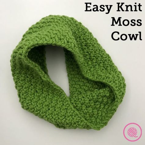 Knit this Easy Moss Cowl Pattern in the Round! - GoodKnit Kisses Moss Stitch Cowl, Knitted Cowls In The Round, Loom Knit Cowl, Easy Cowl Knitting Pattern, Crochet School, Cowl Patterns, Knitted Patterns, Flat Drawings, Knitting Loom