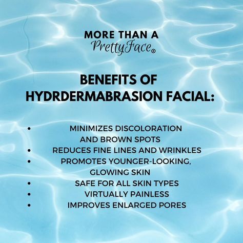 June Facial Special - H2Glow ✨️ hydrodermabrasion Say goodbye to pores with a water vacuum removing oil and impurities. Follow with diamond dermabrasion tip to exfoliate while infusing with hydrating serum Choose between collagen cream or peptide masque. Finish with moisturizer and SPF Say hello to glowing skin Only $115 for the month of June save $40 Benefits of hydrodermabrasion facial: Minimizes discoloration and brown spots Reduces fine lines and wrinkles Promotes younger-look... Hydrodermabrasion Benefits, Hydrodermabrasion Facial, Water Vacuum, Collagen Cream, Month Of June, Hydrating Serum, Brown Spots, Beauty Services, Say Goodbye