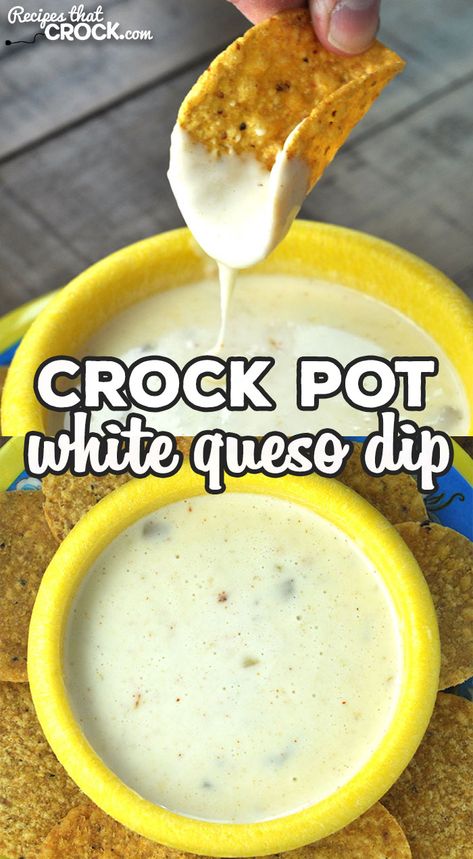 Queso Dip Crockpot, White Queso Dip Recipe, White Cheese Dip Recipe, Dip Crockpot, Easy Queso, White Cheese Dip, White Queso Dip, White Queso, Crock Pot Dips