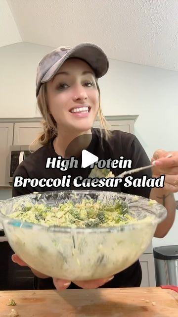 Haley Hogan on Instagram: "High protein, broccoli Caesar salad! So fresh and delicious! ￼  Recipe: 2 1/2 heads of broccoli  1 can chick peas  1/2 container parmesan cheese   Caesar salad dressing: 2 cups greek yogurt  1 lemon - juice  1/2 container, Parmesan cheese  2 tbs avocado oil  1 tbs mustard  2 garlic cloves  1 tbs garlic powder  Salt and pepper to taste   #healthyrecipes #healthy #salad #weightloss #healthyfood #highprotein  #healthylifestyle" Broccoli Caesar Salad, Broccoli Caesar, Caesar Salad Dressing, High Protein Low Carb, Healthy Salad, Caesar Salad, So Fresh, Parmesan Cheese, Lunch Ideas