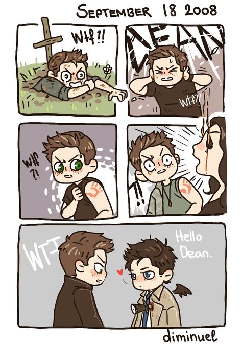 Ii Fanart, Castiel Fanart, Supernatural Fanfiction, Supernatural Cartoon, Supernatural Ships, Destiel Fanart, Supernatural Tumblr, Supernatural Comic, Supernatural Fan Art