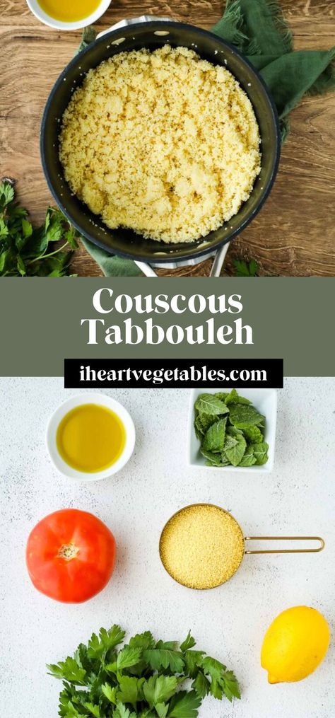 This tasty tabbouleh salad uses couscous instead of bulgur for a delicious side dish that comes together in just a few minutes! It’s a flavorful side dish to pair with your favorite protein. Couscous Tabbouleh, Tabbouleh Salad Recipe, Middle Eastern Salads, Tiny Pasta, Tabbouleh Recipe, Tabbouleh Salad, Couscous Recipes, Couscous Salad, Appetizer Salads