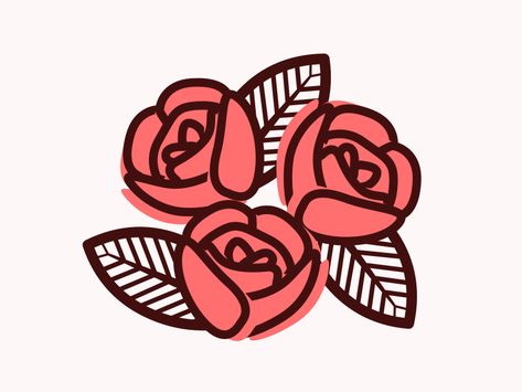 Roses Logo Design, Roses Doodle, Simple Rose Drawing, February Wallpapers, Rose Graphic Design, Rose Cartoon, Rose Doodle, Flower Illustration Pattern, Roses Valentine