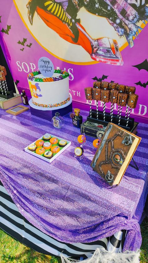 Hocus Pocus Halloween Party Ideas | Photo 1 of 9 Hocus Pocus Tablescape, Hocus Pocus Birthday Party Decorations, Hocus Pocus Birthday Party, Hocus Pocus Halloween Party, Hocus Pocus Party Decoration, Pumpkin Patch Party, Hocus Pocus Party, Hocus Pocus Halloween, 20th Birthday Party