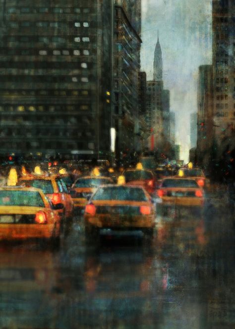 ken roko paintings Foggy Places, Nyc Tumblr, Rainy Nyc, Mark Lague, New York Rain, Abstract Horse Art, New York Painting, New York Winter, City Painting