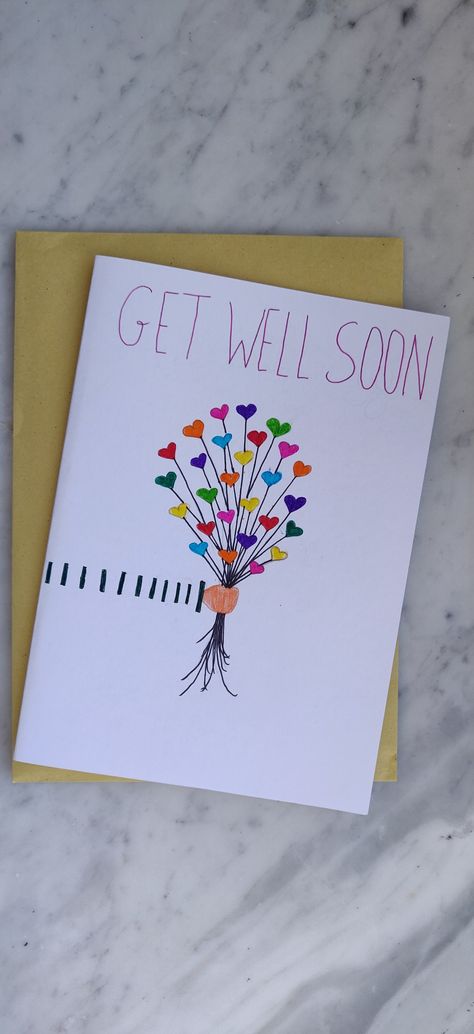 Get Well Cards Diy Handmade, Get Well Soon Homemade Cards, Homemade Get Well Soon Cards, Get Well Poster Ideas, Diy Get Well Soon Cards Homemade, Get Well Soon Handmade Cards, Get Well Handmade Cards, Cute Get Well Soon Cards Handmade, Get Well Soon Diy Cards