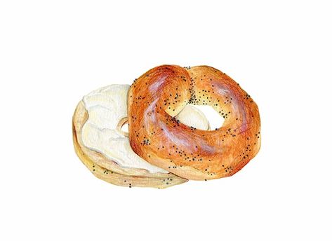 Bread & Pastry on Behance Bagel Art, Bagel And Cream Cheese, Donut Mix, Blueberry Bagel, Glazed Doughnuts, You're The Worst, Bagel Cream Cheese, Cheese Food, Food Sketch