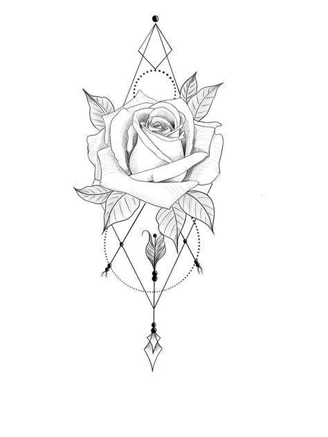 Modern Rose Tattoo Design, Rose Mandala Tattoo, Geometric Rose Tattoo, Flowers Mandala, Rose Drawing Tattoo, Geometric Flowers, Geometric Tattoo Design, Floral Tattoo Sleeve, Floral Tattoo Design