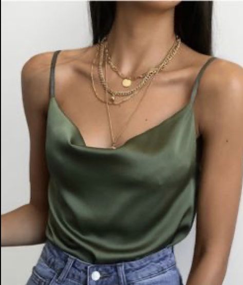 Olive Top, Classy Fashion, Silk Camisole, Simple Fashion, Ulzzang Boy, Perfect Style, Mode Inspo, Fashion Streetwear, Mode Inspiration