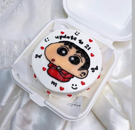 Shin Chan Cake Design, Shinchan Theme Cake, Shin Chan Cake, Shinchan Cake, Snoopy Cake, Birthday Theme Decoration, Bento Cakes, Sinchan Cartoon, Korean Top