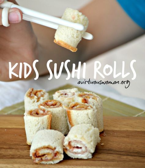 Gluten Free Sushi, Sushi For Kids, Sweet Sushi, Fun Kid Lunch, A Proverbs 31 Woman, Preschool Cooking, A Virtuous Woman, Woman Of Faith, Easy Sushi