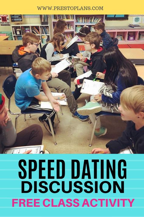 This SPEED DATING DISCUSSION activity is a fun way for students to share their own thoughts on a topic and also hear multiple other perspectives. This links to a blog post that shares this speed dating discussion activity and several others! #discussionactivities #freeclassroomactivity #teacherresources #speeddatingdiscussion Classroom Discussion Activities, Reading Discussion Activities, Classroom Discussion Strategies, Speed Dating Questions, English Cafe, Ela Stations, Other Perspectives, Ancient Egypt Activities, Lit Circles