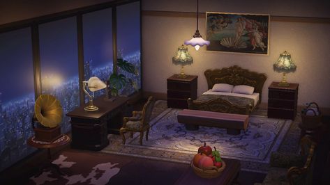 hotel room made in animal crossing new horizons by me Animal Crossing Hotel Exterior, Animal Crossing Hotel Ideas, Acnh Hotel Room, Hotel Animal Crossing, Animal Crossing Guest Room, Acnh Hotel Lobby, Animal Crossing Hotel Room, Acnh Hhp Bedroom, Cool Fish Tanks