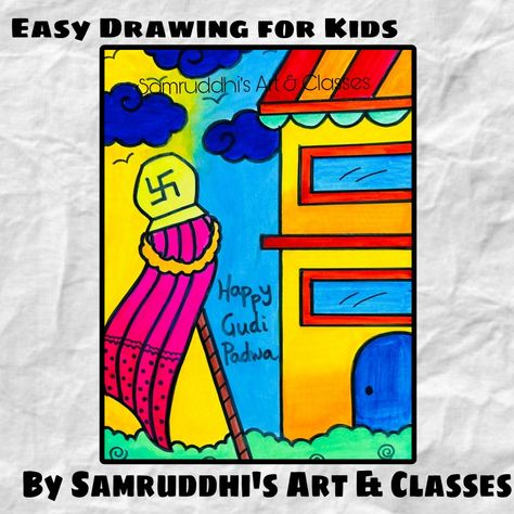 Gudi Padwa, Easy Drawings For Kids, Drawing For Kids, Art Classes, Easy Drawings, Art For Kids, Drawings, Art