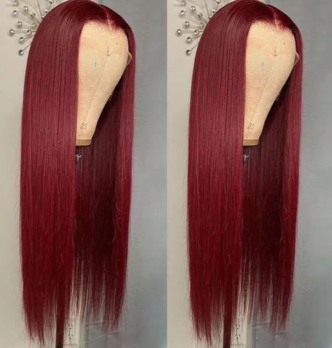 Straight burgundy 13×4 lace front wig 30inches Burgundy Straight Wig, Wig Videos, Wine Red Wig, Colored Human Hair Wigs, Hair Front, Natural Ombre, Red Wig, Real Hair Wigs, Red Wigs