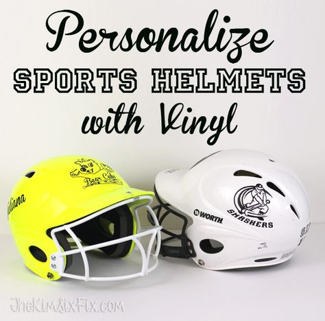 Personalize Sports Helmets with Removable Vinyl Decals via TheKimSixFix.com Baseball Helmet Decals, Softball Helmet, Hockey Helmet, Babymoon Photos, Baseball Helmet, Batting Helmet, Softball Life, Car Fix, Sports Helmet