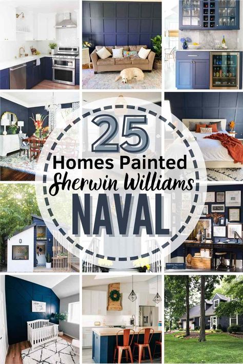 Sherwin Williams Naval SW-6244 Is it the perfect shade of navy blue for your home? Let's find out...#naval #sherwinwilliamsnaval #SWnaval #navalbedroom #navalbathroom #navallivingroom #navalkitchen #navalexterior #navalcabinets #navaldoor #navalundertones #navalcolorcomparison #bestcoastalpaintcolors #bestnavyblue Sherwin Williams Navy, Naval Sherwin Williams, Sherwin Williams Naval, Navy Blue Paint Colors, Coastal Paint Colors, Navy Blue Paint, Navy Paint, Sherwin Williams Colors, Real Homes