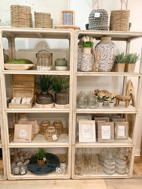 Reclaimed Peking Narrow Shelving Antique Off White Finish Weight: 53.00 LBS Width: 29.50 (in) Height: 68.00 (in) Depth: 18.00 (in) * please refer to our shipping policy Jean Display Boutique, Gift Store Display Ideas, Plant Store Display, Gift Shop Display Ideas, Small Store Display Ideas, Farm Store Ideas, Small Gift Shop Interiors, Small Boutique Decor, Candle Display Retail