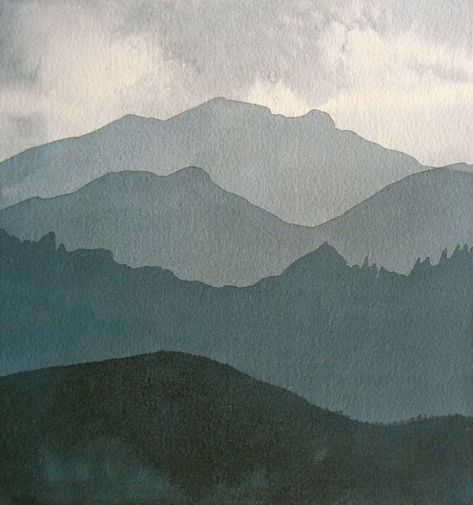 PaperArtsy: 2017 Topic 10: Dark to Light and Contrasts {Introduction and Challenge} Atmospheric Perspective Watercolor, Mountain Layers Painting, Layered Mountains Painting, Atmospheric Landscape Painting, Atmospheric Perspective Drawing, Atmospheric Perspective Painting, Simple Mountain Painting, Painting Values, Depth Painting