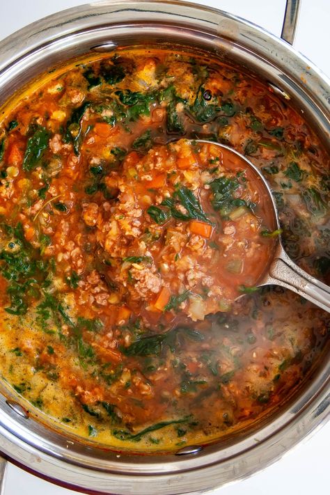 This easy Beef Lentil Soup recipe is so comforting and filling. Throw all the ingredients in your pot and let those delicious flavors simmer together to make a delicious meal everyone will love. #soup #beef #lentils #lentilsoup Beef Lentil Soup, Italian Lentil Soup Recipe, Beef Stew Soup, Beef Veggie Soup, Soup Beef, Curried Lentil Soup, Split Pea Soup Recipe, Slow Cooker Lentils, Lentil Soup Recipe